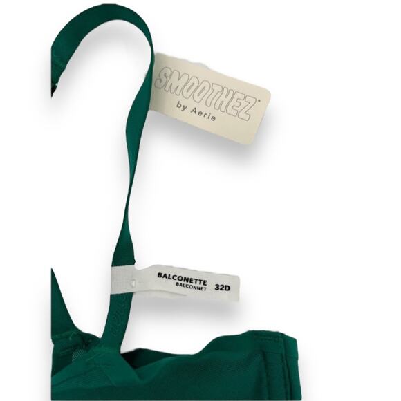 American Eagle Aerie Balconette Bra 32D Emerald Green Unlined Mesh Pushup NEW - Picture 6 of 7